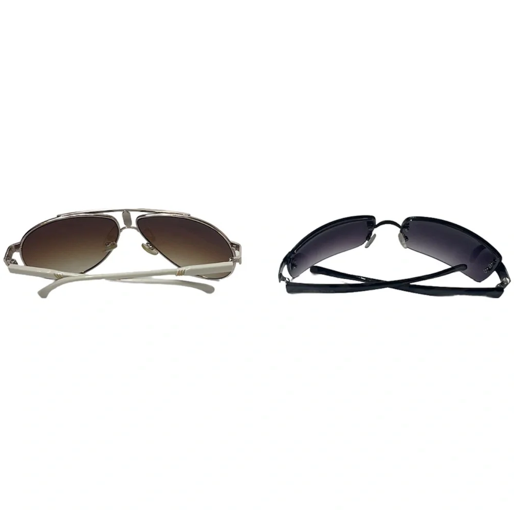Aviator Sunglasses Black Classic Statement Unisex Mens Womens Fashion Set 2 Pair